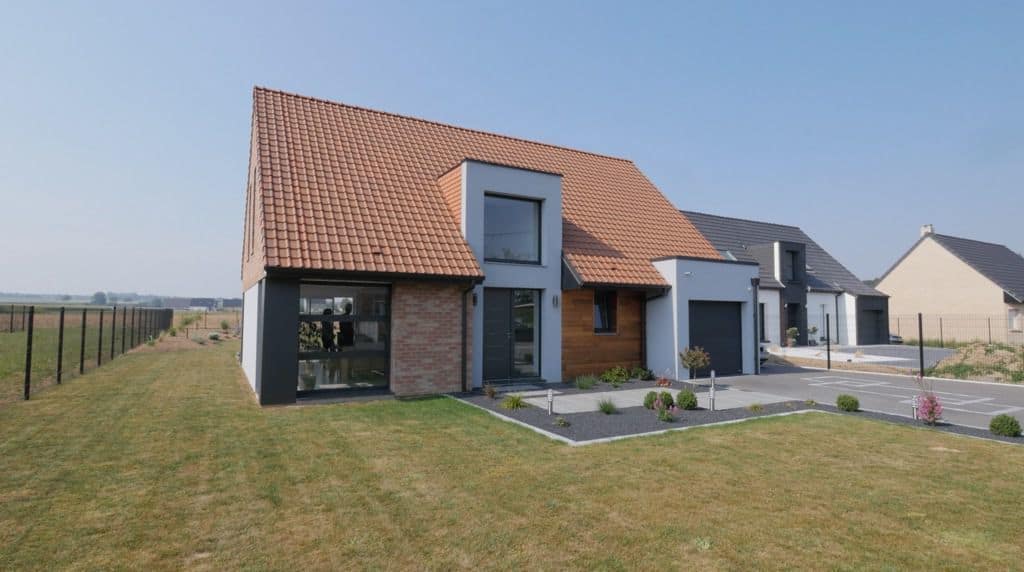 maison contemporaine avec grandes ouvertures vitrées, par Maisons d'en Flandre