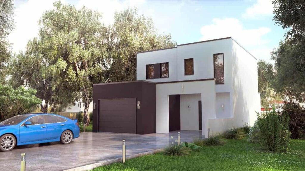maison cubique à étage avec garage dans le 03, par Maison et Jardin