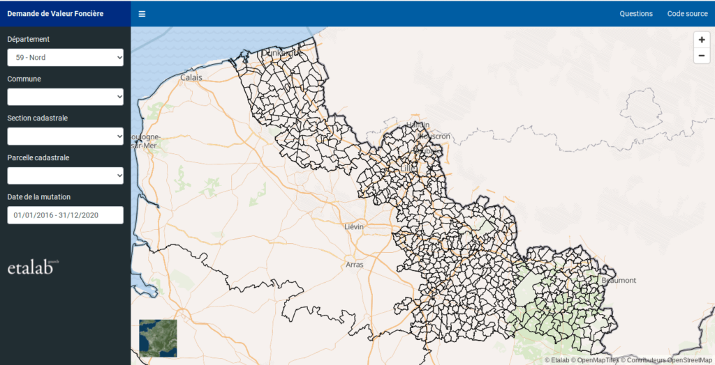 Prix des terrains vendus dans le Nord