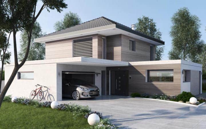 maison contemporaine en bois avec &eacute;tage dans le Territoire de Belfort, par Maisons St&eacute;phane Berger