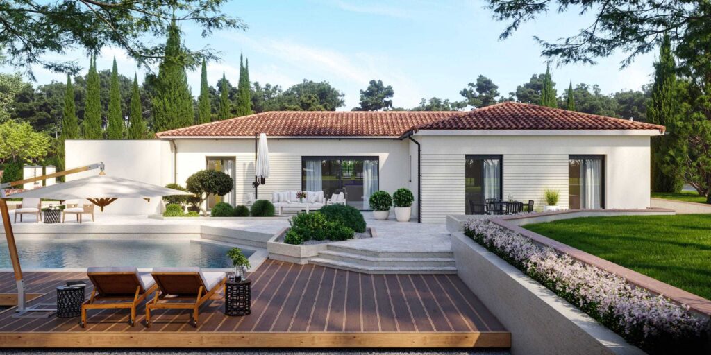 maison de plain-pied avec grandes baies vitrées dans la Nièvre, par Maisons Clair Logis