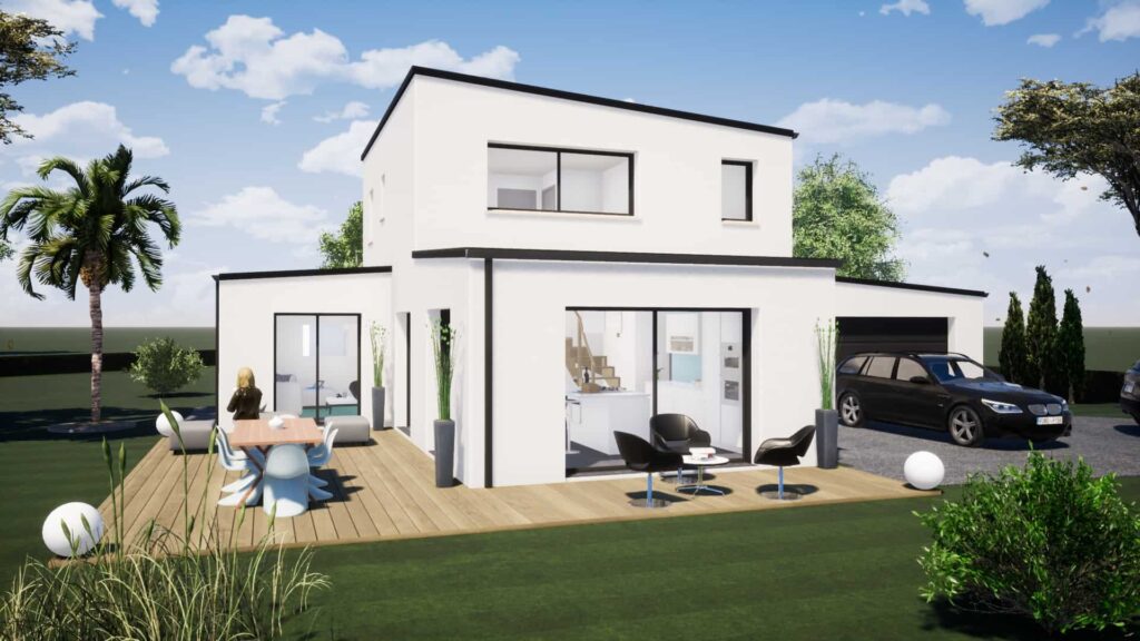 maison moderne à étage avec garage dans l'Orne, par Maisons Passiva