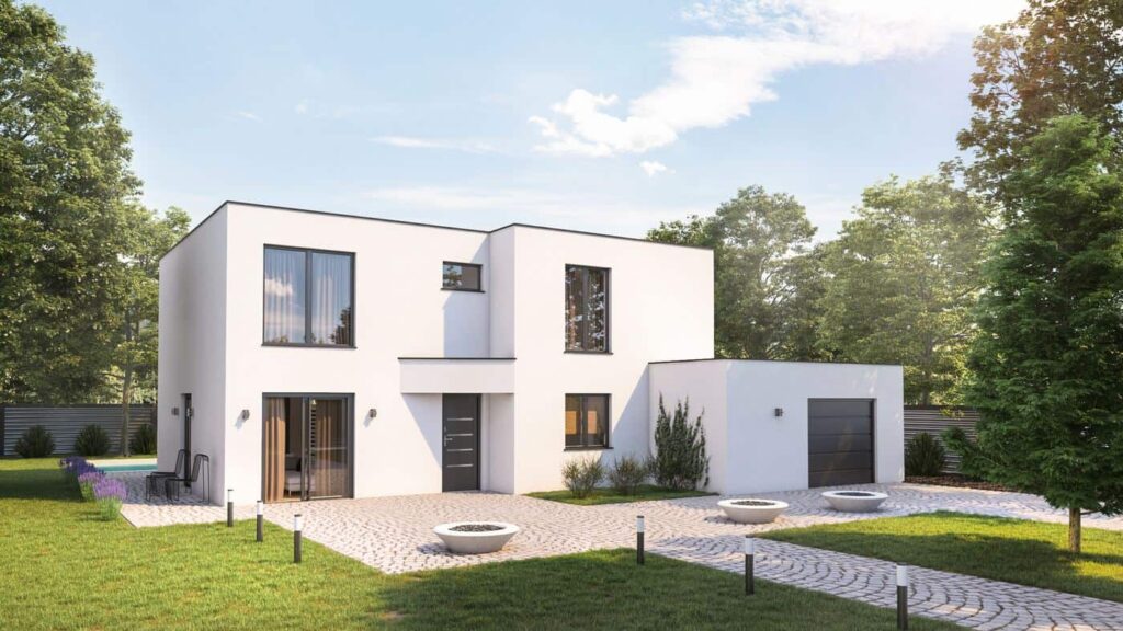 maison cubique à étage avec garage dans la Meuse, par Pavillons Parot