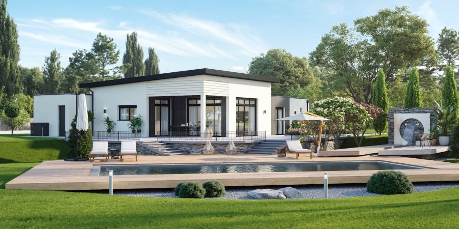 maison contemporaine avec enduit bois brulé dans le Gers, par IGC Construction
