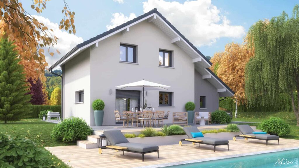 maison traditionnelle avec comble aménagés et piscine dans le Tarn-et-Garonne, par Maisons Clair Logis