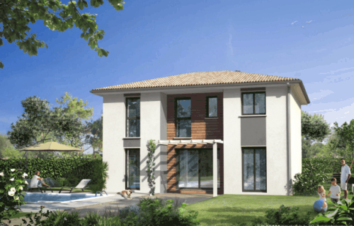 maison contemporaine à étage avec grandes ouvertures vitrées dans le 36, par Mikit