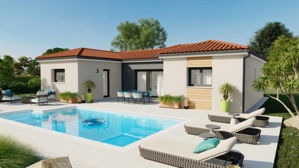 maison moderne en U avec piscine dans le 61, par Maisons Clair Logis