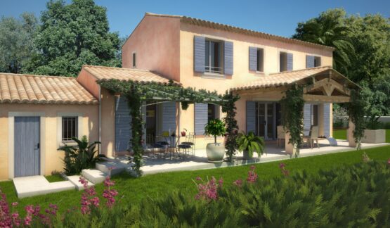 maison provençale à étage avec terrasse couverte dans le Gard, par Maisons ATM