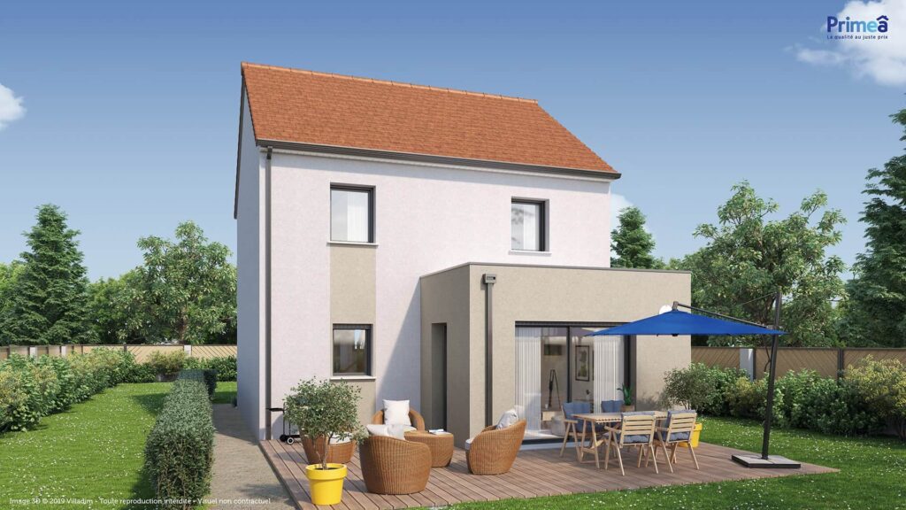 maison classique à étage avec cube sur terrasse dans le 49, par Primeâ