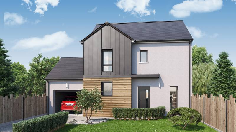 maison contemporaine à étage avec garage dans l'Indre-et-Loire, par Maisons Ericlor