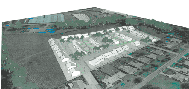 hypothèse d'implantation pour le lotissement Les Jardins de Béligon, à Rochefort (Charente-Maritime, 17)