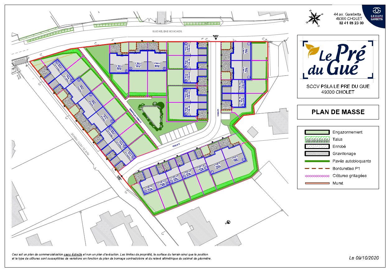 plan du lotissement Le Pr&eacute; du Gu&eacute;, &agrave; Cholet (49)