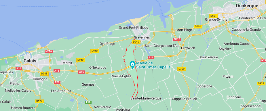 emplacement géographique de la commune de Saint-Omer-Capelle (62)
