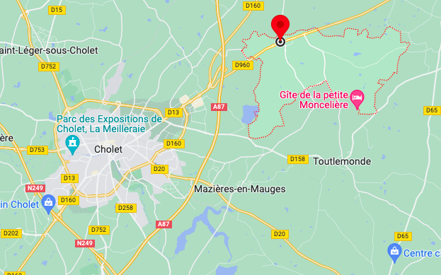 Situation géographique de Nuaillé (49)