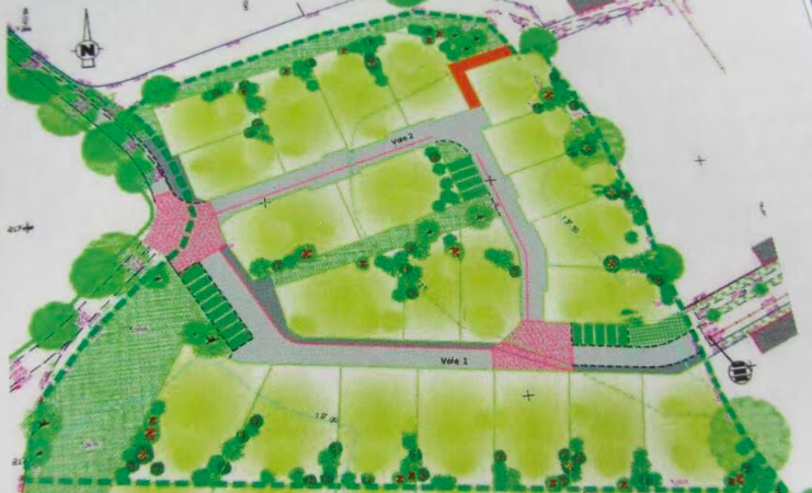 plan du nouveau lotissement communal « Le Frêne », à Nuaillé (49)