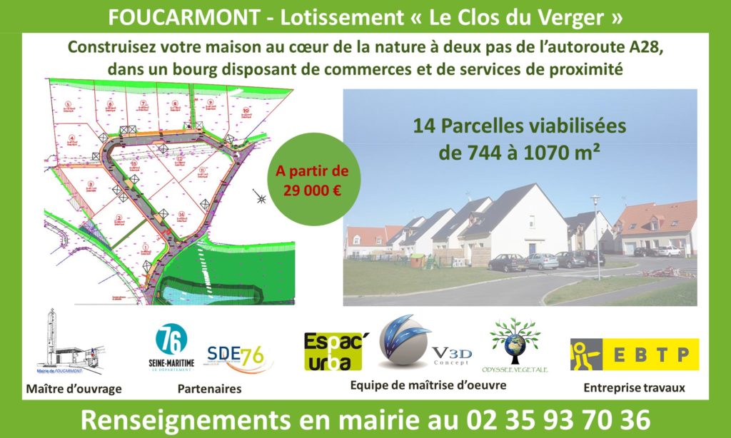 commercialisation des 14 nouveaux terrains au lotissement "Le Clos du Verger" - Foucarmont (76)