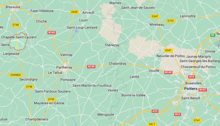 implantation de la commune La Chapelle-Saint-Laurent, dans les Deux-Sèvres (79)
