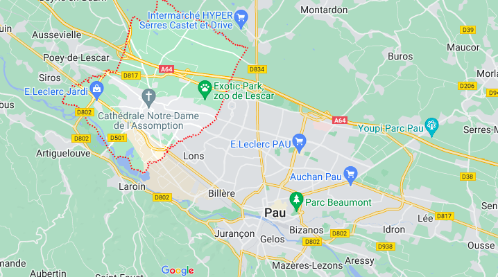 implantation géographique de Lescar, dans les Pyrénées-Altantiques (64)