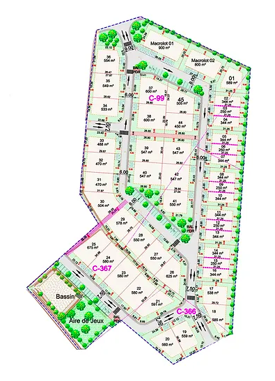 plan du lotissement « Les Hauts de Saint-Papoul », avec de nouveaux terrains à vendre à Saint-Papoul (11)