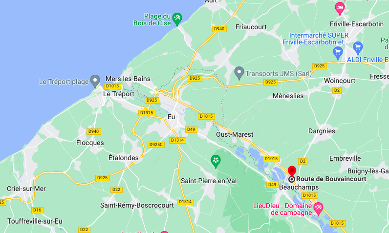 situation géographique du futur lotissement « La Clé des Champs », à Beauchamps (80)