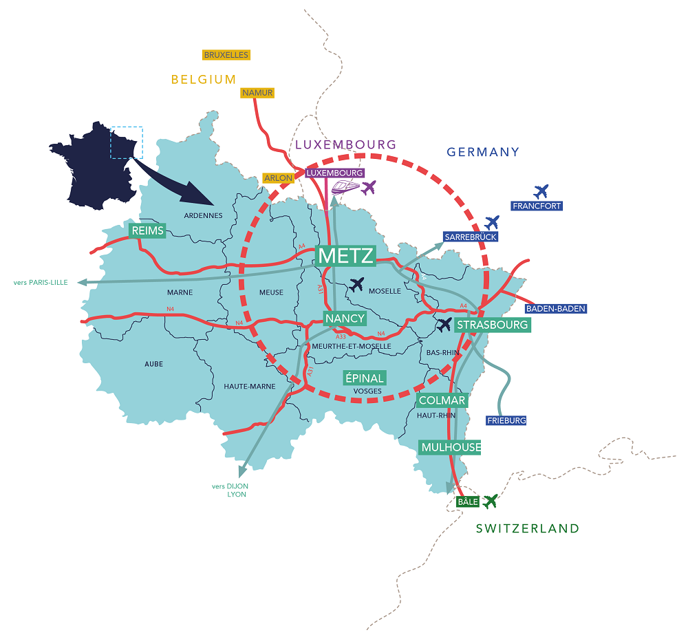 Situation géographique du Salon de l’Habitat et de la Maison de Metz 2023