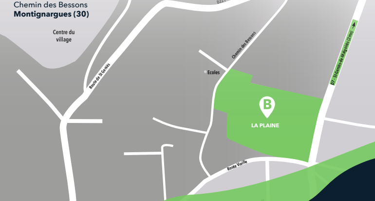 emplacement du programme « La Plaine », avec 25 nouveaux terrains à bâtir à Montignargues (30)