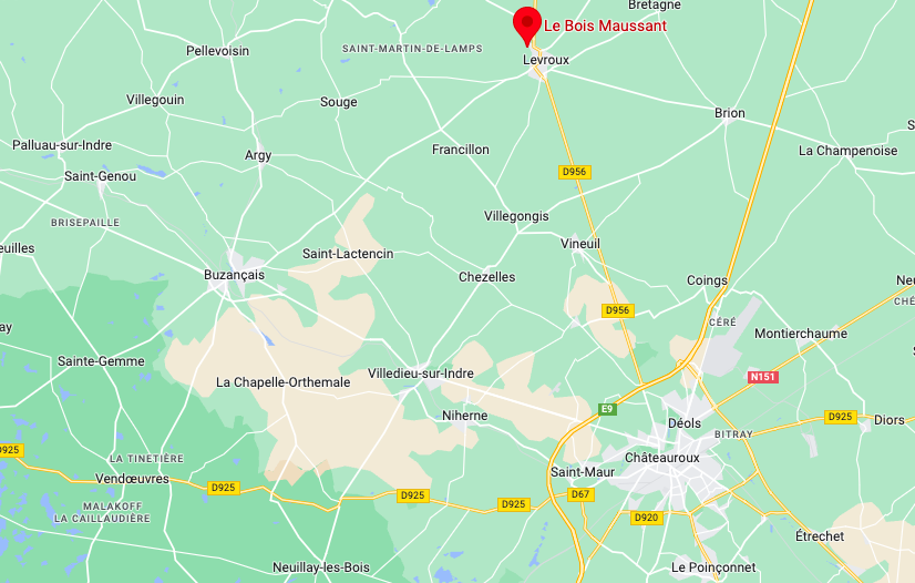 implantation géographique de la commune de Levroux, dans l'Indre (36)