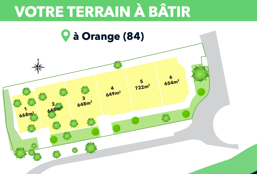 plan des terrains à bâtir du futur lotissement "Les Galets", à Orange (84)
