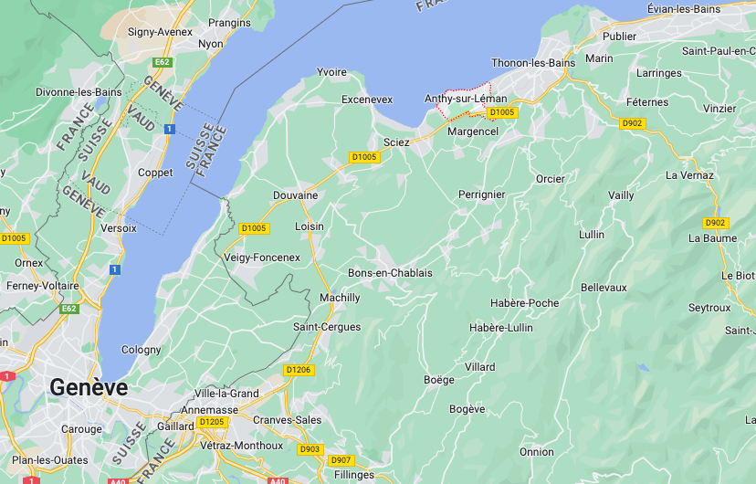implantation géographique d'Anthy-sur-Léman, en Haute-Savoie (74)
