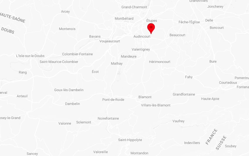 emplacement de la commune d'Audincourt, dans le département du Doubs (25)