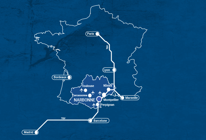 situation géographique de Narbonne, dans l'Aude (11)