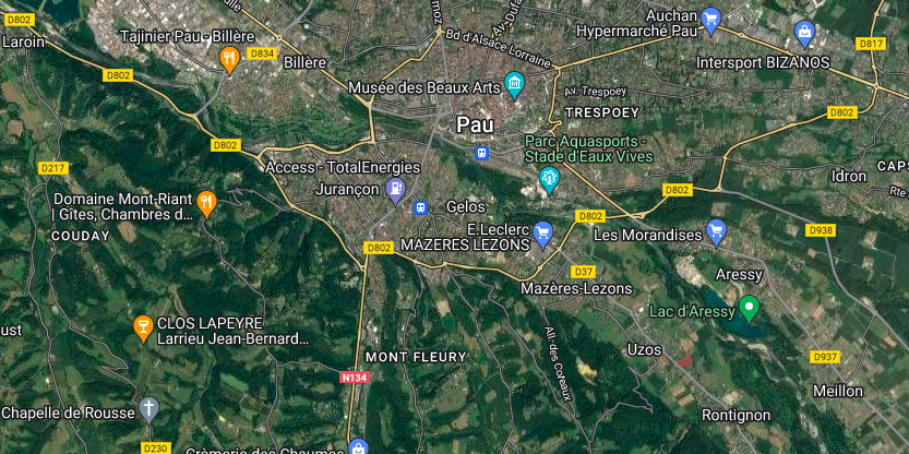 plan de l'agglomération de Pau (64)