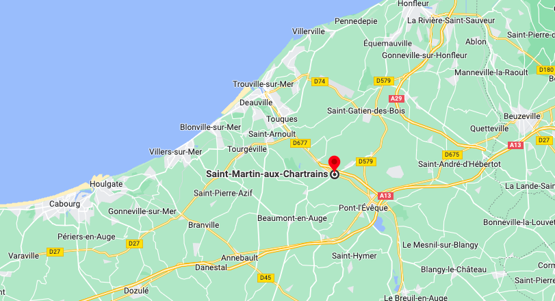 situation géographique de Saint-Martin-aux-Chartrains, dans le Calvados (14)