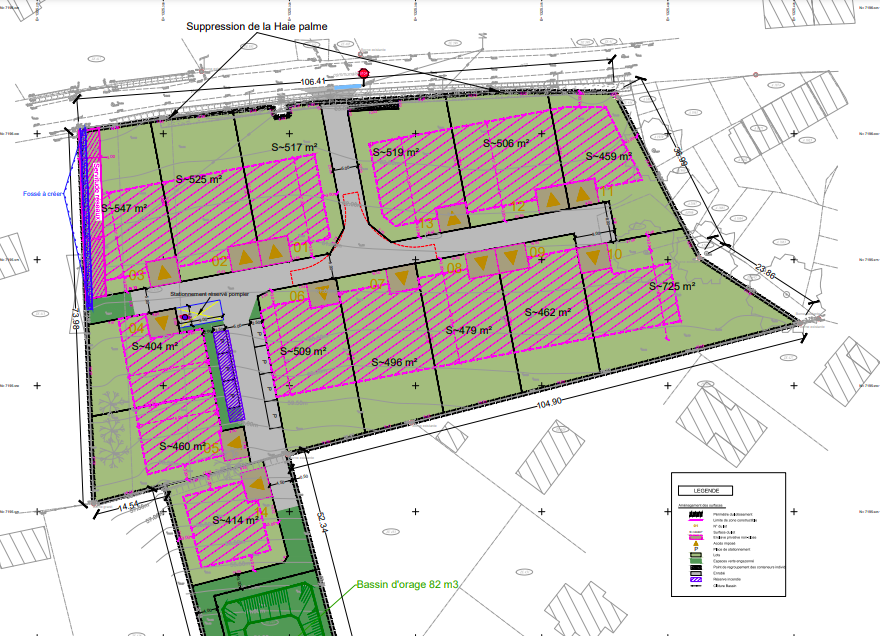 plan du lotissement Haudebert à Saint-Séglin, en Ille-et-Vilaine (35)