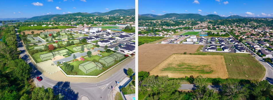 vue sur le futur lotissement « Le Chant du Rhône », à Charmes-sur-Rhône (07)