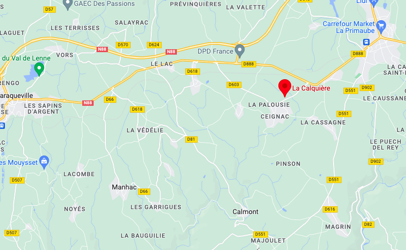 implantation du village de Ceignac à Calmont, dans l'Aveyron (12)