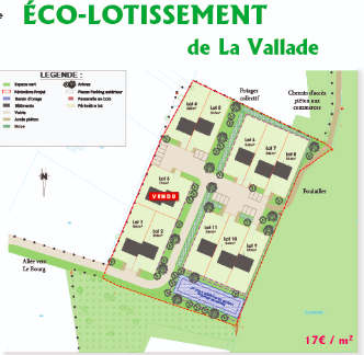 plan du nouveau lotissement de La Vallade, à Saint Aulaye-Puymangou (24)