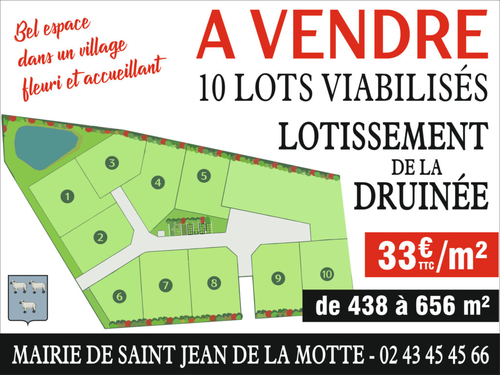 plaquette du lotissement communal de la Druinée, à Saint-Jean-de-la-Motte (72)
