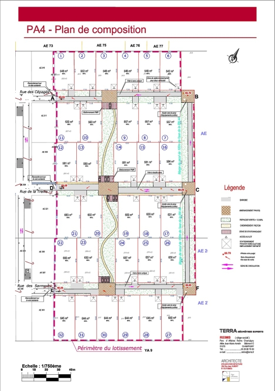 plan du lotissement "Le Jardin", à Sarry (51)