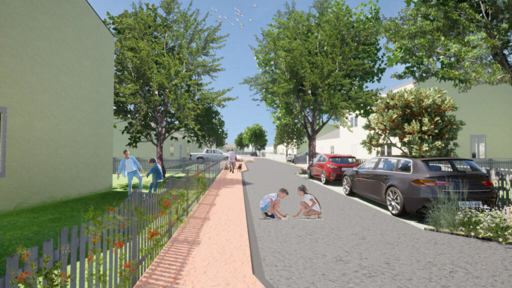 visuel de l'intérieur du futur lotissement communal « Les Pommiers », sur la commune Le Trévoux (29)