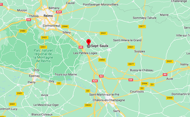 situation du village de Sept-Saulx, dans la Marne (51)