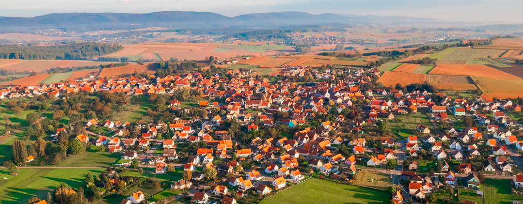 vue sur la commune de Surbourg, dans le Bas-Rhin (67)