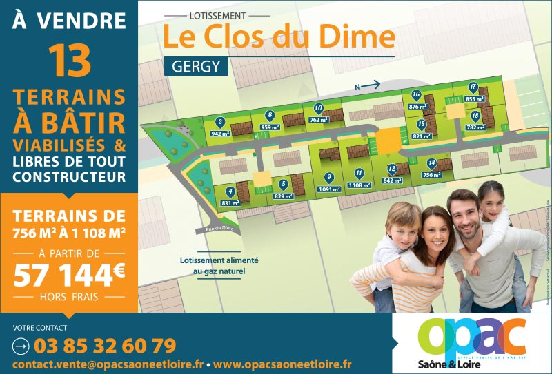plaquette de présentation du lotissement « Le Clos du Dîme », à Gergy (71)