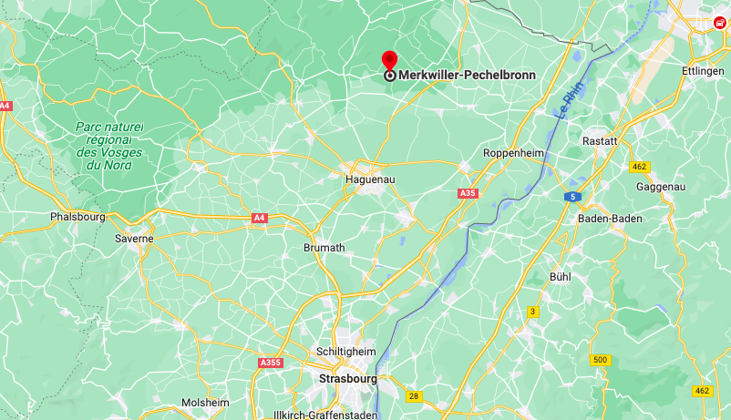 emplacement de la commune de Merkwiller-Pechelbronn, dans le département du Bas-Rhin (67)