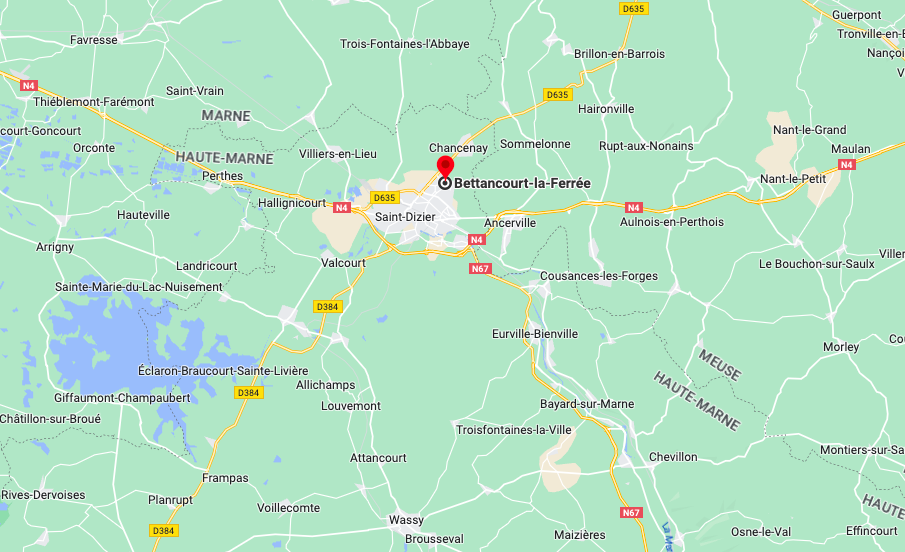 localisation de la commune de Bettancourt-la-Ferrée, en Haute-Marne (52)