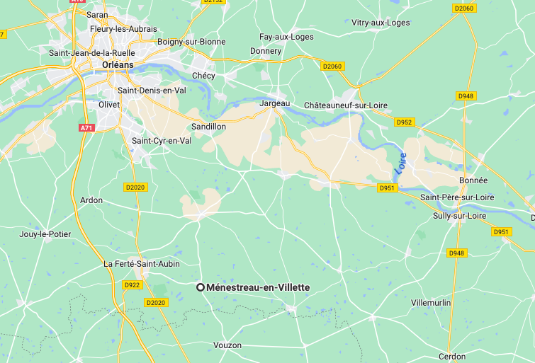 situation géographique de Ménestreau-en-Villette, dans le Loiret (45)