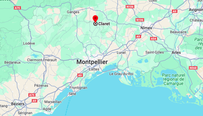 situation géographique de Claret, dans l'Hérault (34)