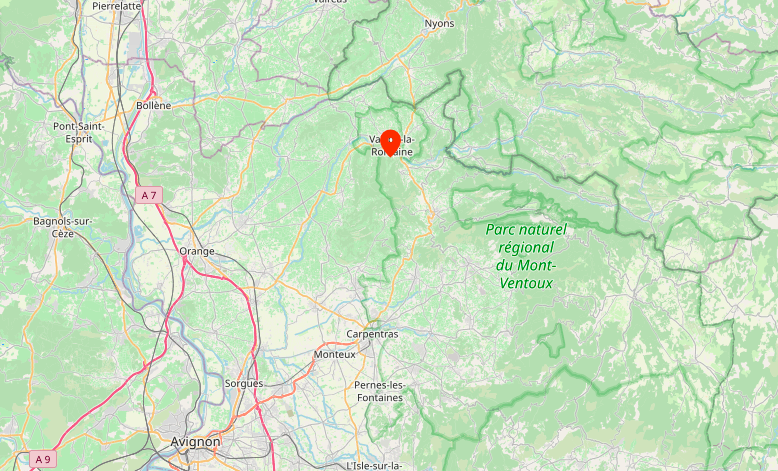 situation géographique de Vaison-la-Romaine, dans le Vaucluse (84)