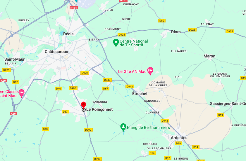 situation géographique de la commune Le Poinçonnet, dans l'Indre (36)