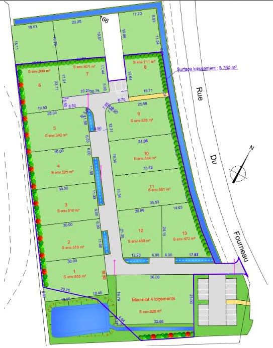 plan du lotissement de la Chapelle, à Soulitré (72)